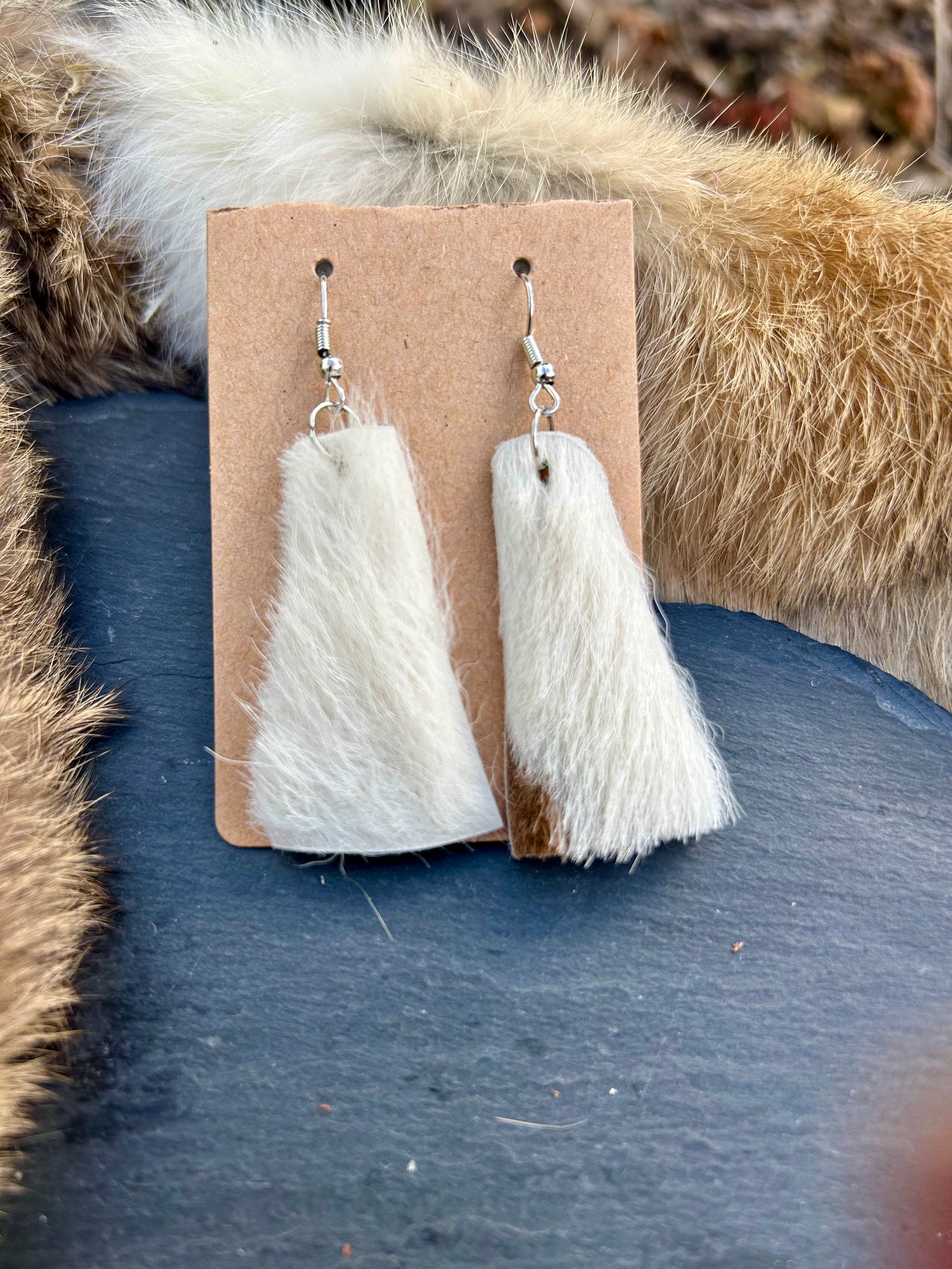 White Sage - Cowhide Earrings