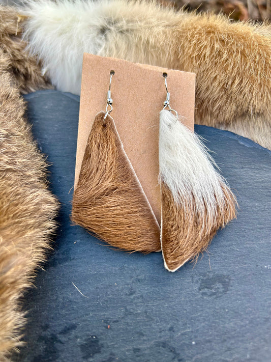 Prairie Split - Cowhide Earrings