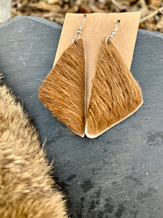 Cowgirl Copper- Cowhide Earrings