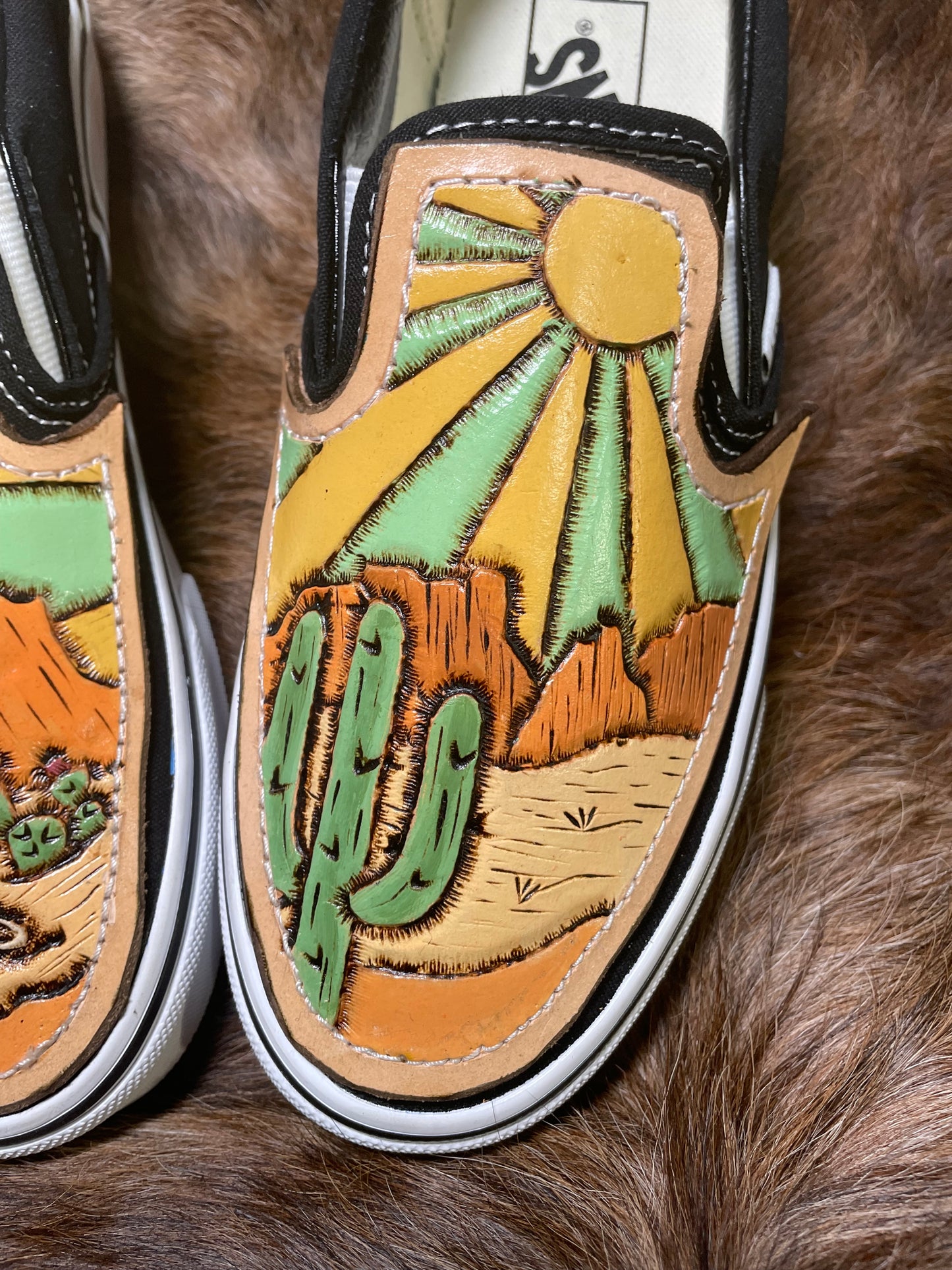 Desert Vista Tooled Leather Slip-Ons