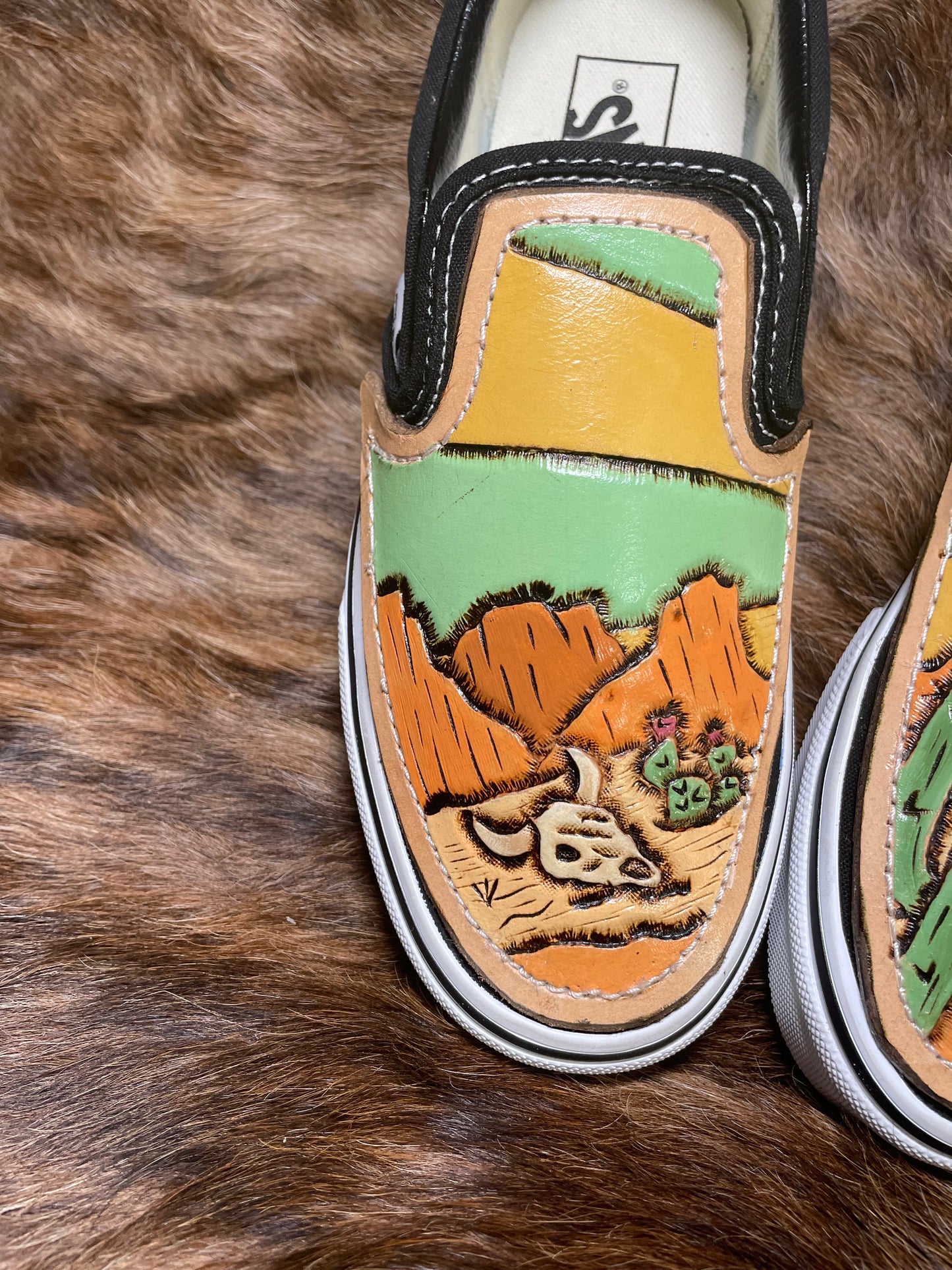 Desert Vista Tooled Leather Slip-Ons