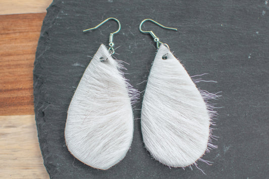 White Cowhide Earrings