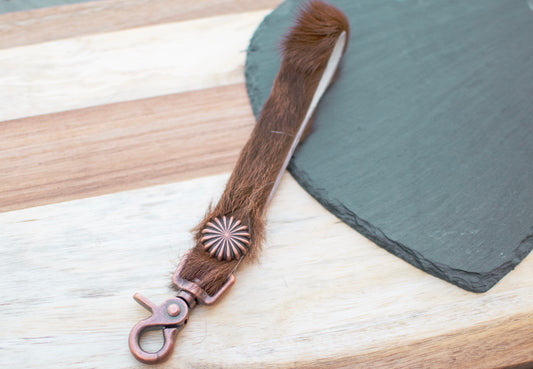 Brown Cowhide Keychain Wristlet