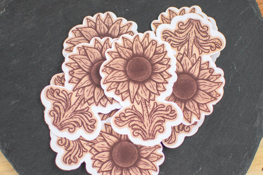 Tooled Sunflower Sticker