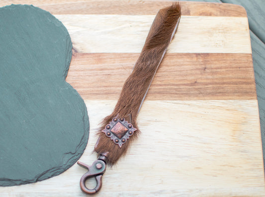 Brown Cowhide Keychain Wristlet