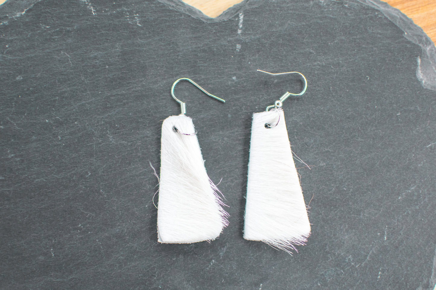 White Cowhide Earrings