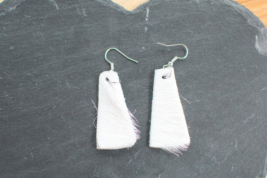 White Cowhide Earrings